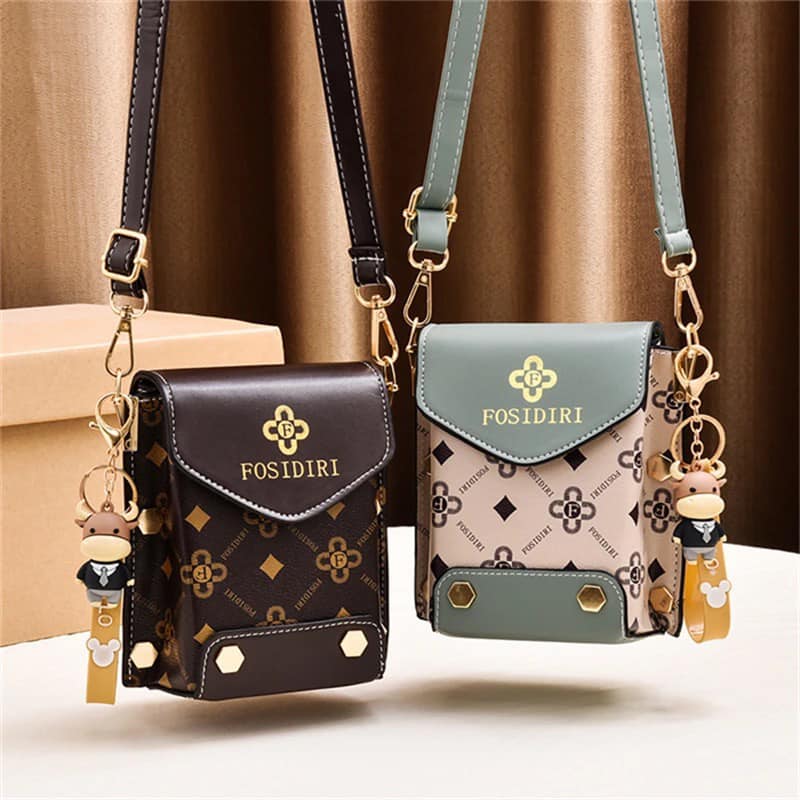 Letter Print Mobile Phone Bag, Sling Bag, Womens Mini Crossbody Bag, Stylish Studded Decor Square Purse