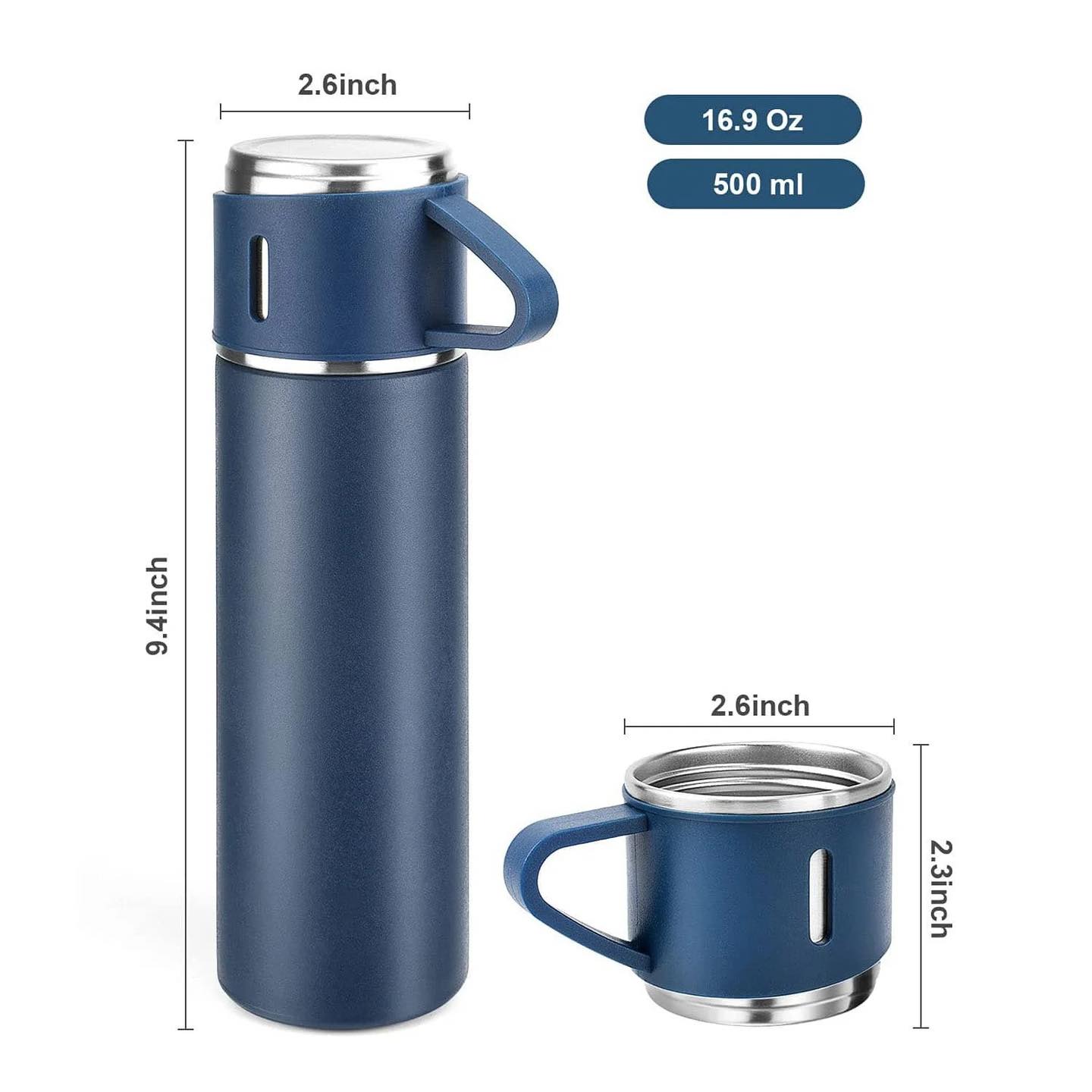 Double Wall Stainless Steel Vacuum Thermos Tumbler Portable Travel Mug Water Tea Infuser Bottle 500ml Hot and Cold