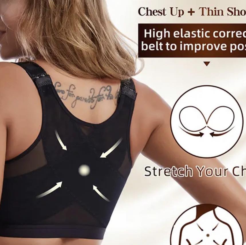 Back Support Push Up Nylon Bra Front Button