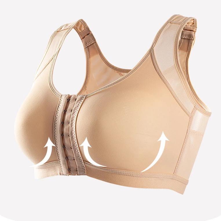 Back Support Push Up Nylon Bra Front Button