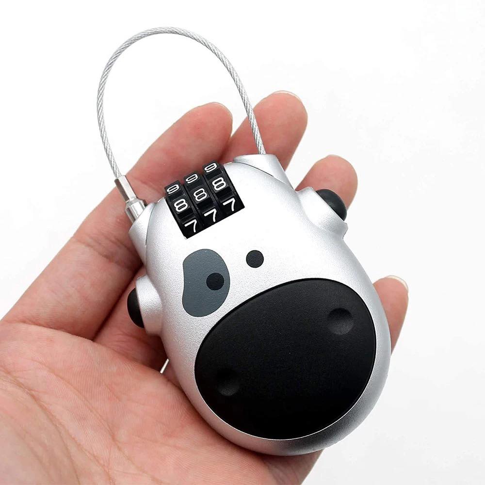 Telescopic Steel Cable Code Lock Adjustable Funny cow
