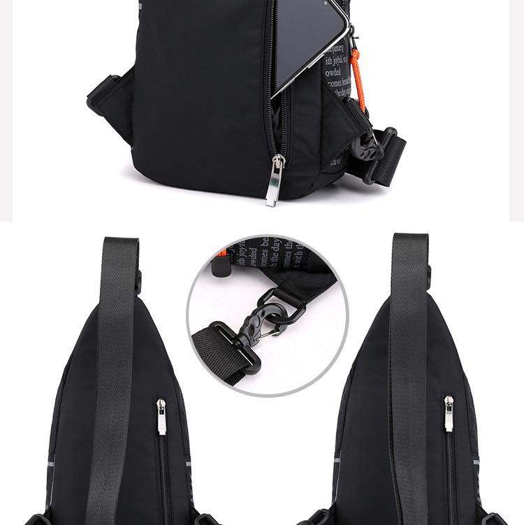 Fashion Sling Backpack Sport Crossbody Messenger Shoulder Chest Pack Waterproof Nylon Black