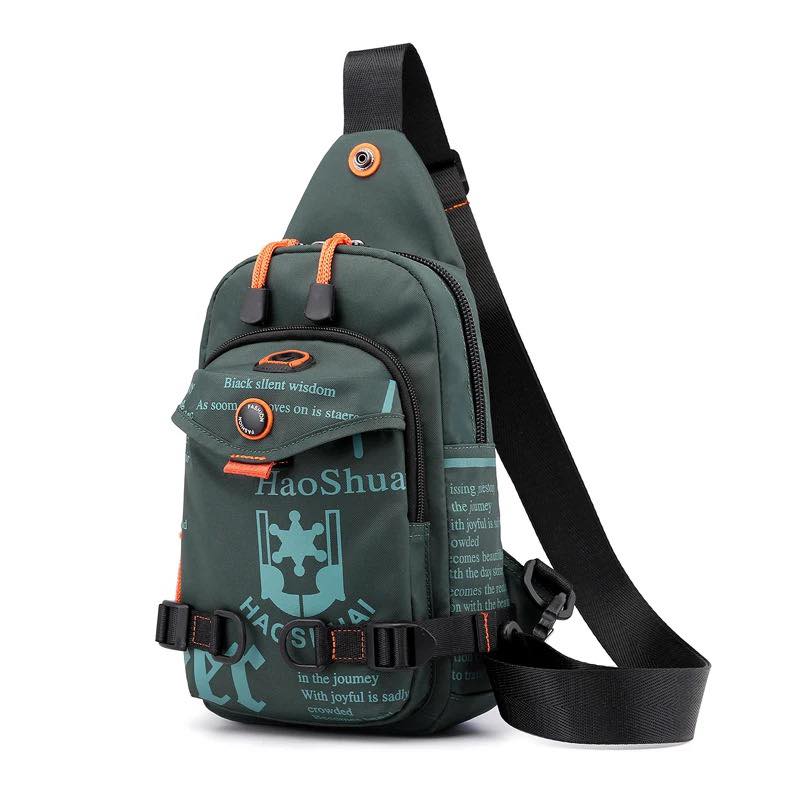 Fashion Sling Backpack Sport Crossbody Messenger Shoulder Chest Pack Waterproof Nylon Green