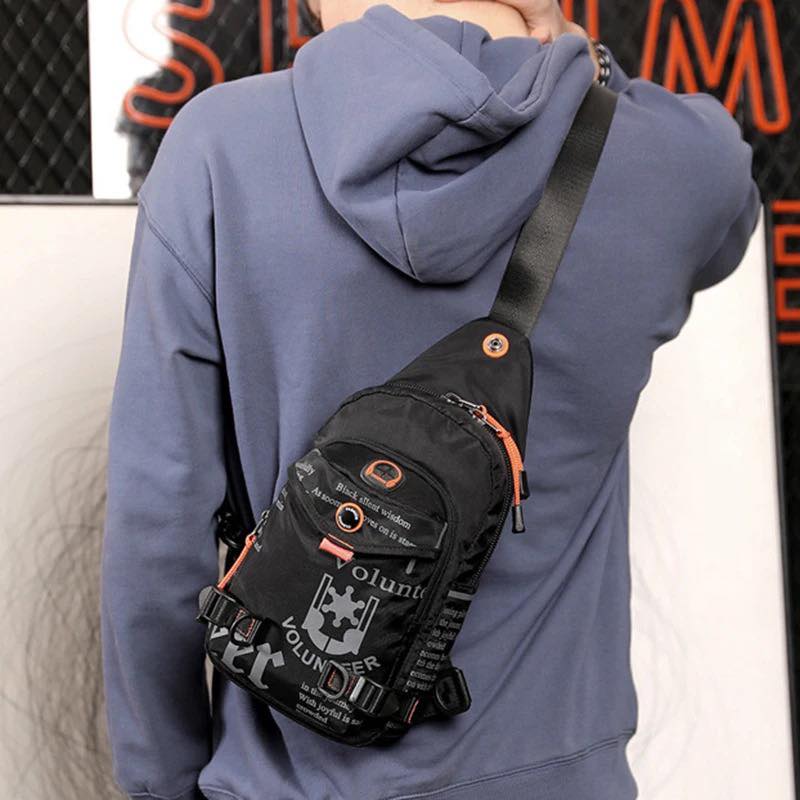 Fashion Sling Backpack Sport Crossbody Messenger Shoulder Chest Pack Waterproof Nylon Black