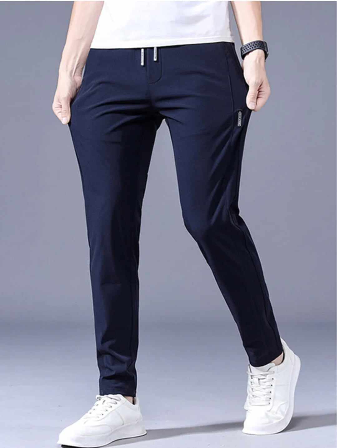 Mens Stretchable Easy Dry pants Breathable Straight-Leg Casual Pants Thin Quick-Drying Pant Blue 1pc