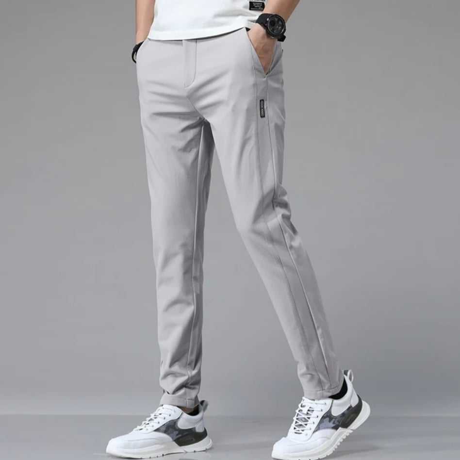 Mens Stretchable Easy Dry pants Breathable Straight-Leg Casual Pants Thin Quick-Drying Pant Light Grey 1pc