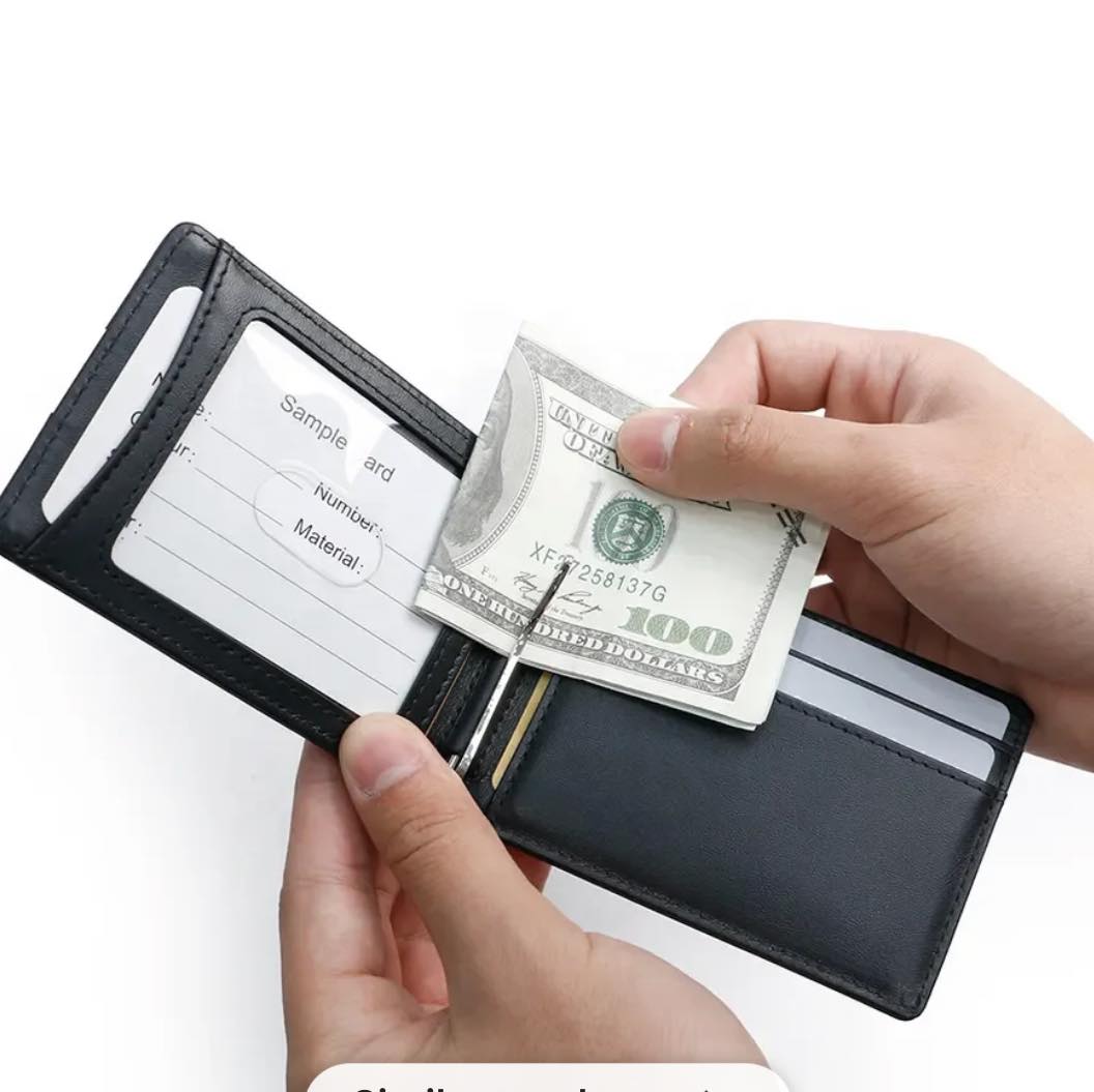 Front Pocket Wallet with Money Clip- RFID Blocking Minimalist Bifold Wallet Color Full Black