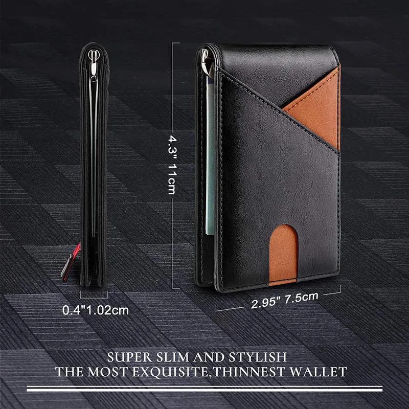 Front Pocket Wallet with Money Clip- RFID Blocking Minimalist Bifold Wallet Color Full Black