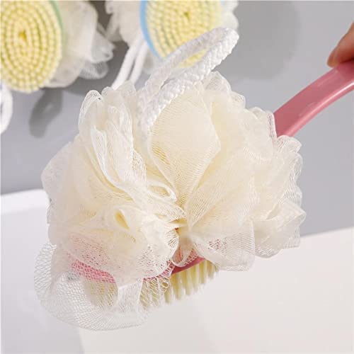 2 IN 1 loofah with handle, Bath Brush, back scrubber, Bath Brush with Soft Comfortable Bristles And Loofah with handle