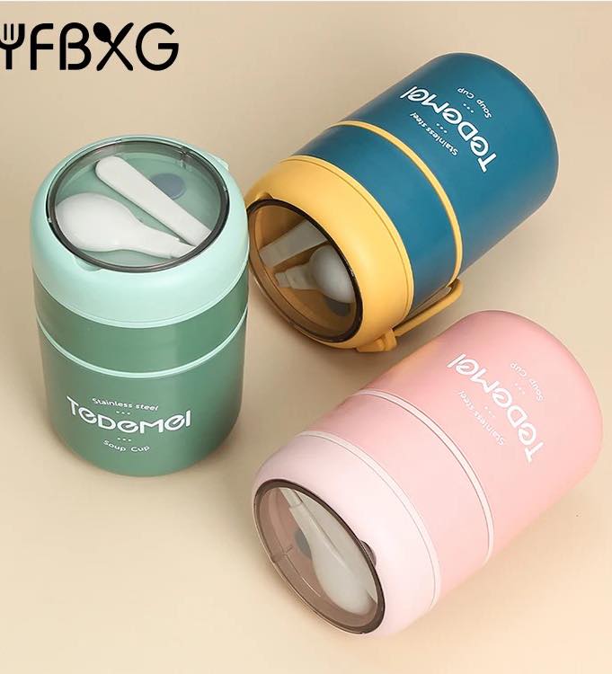 Stainless Steel 710 ml,Lunch pot, Break Fast Box, Leak-Proof, Cereal Cup with Spoon for Work, School, Picnic, Travel,