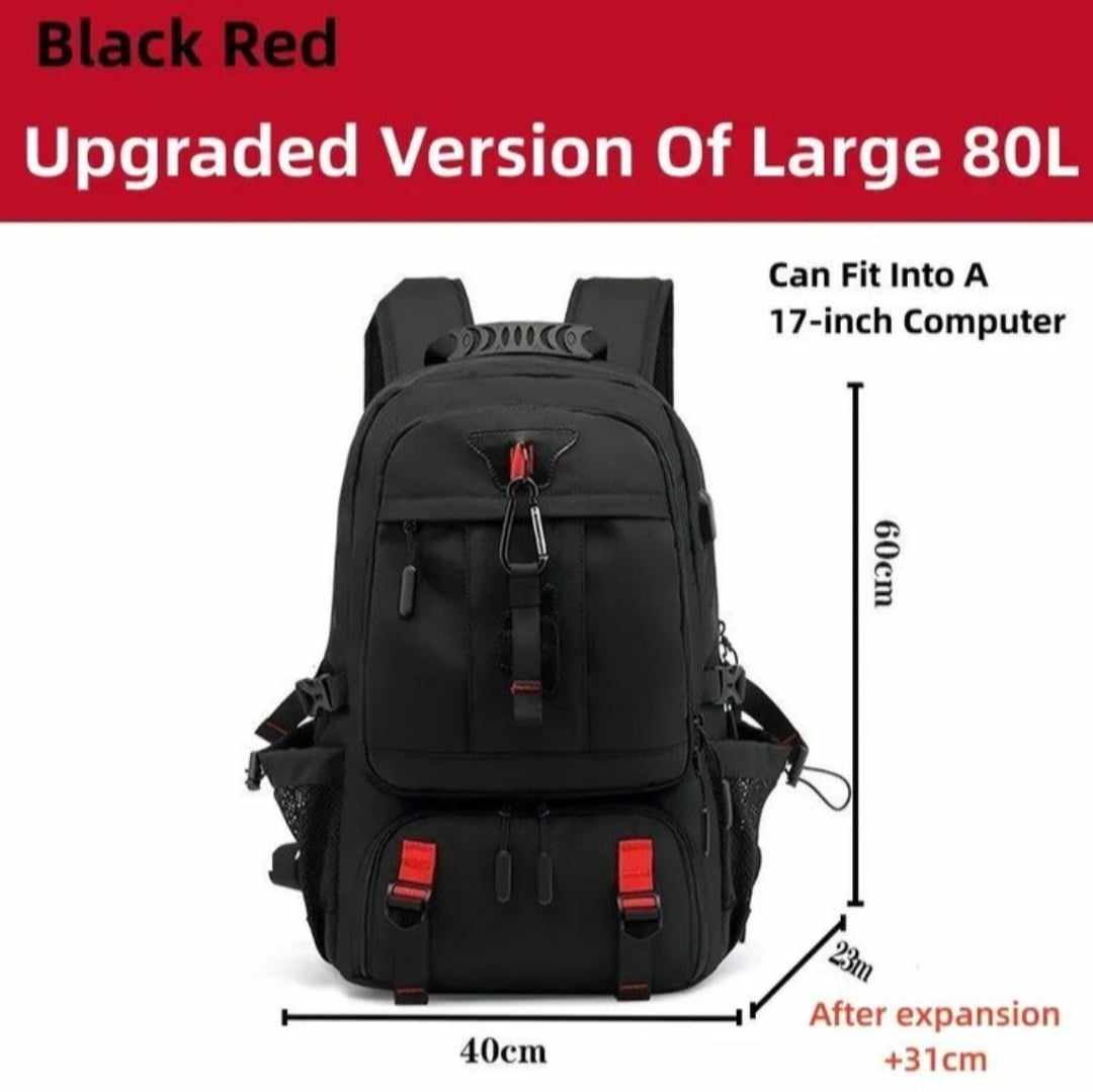Super Large Capacity (80L) Men Shoulder Bag USB Charging Port Separate Shoe Compartment