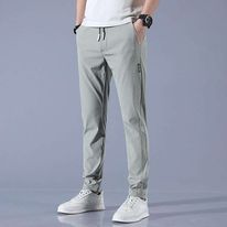 Mens Stretchable Easy Dry pants Breathable Straight-Leg Casual Pants Thin Quick-Drying Pant Light Green 1pc