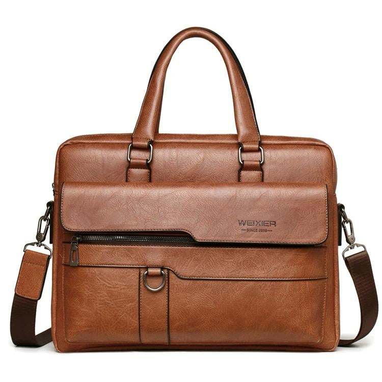 Men Business Briefcase pu Leather Bag 13.3 inch Laptop Case Handbag Shoulder Bag Retro Briefcase 38cmX30cm