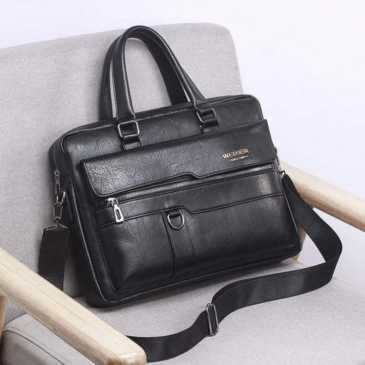 Men Business Briefcase pu Leather Bag 13.3 inch Laptop Case Handbag Shoulder Bag Retro Briefcase 38cmX30cm