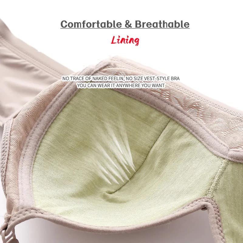 Plus Size Seamless Comfortable Breathable Collecting Underwear Bra for Women with Thin Cups