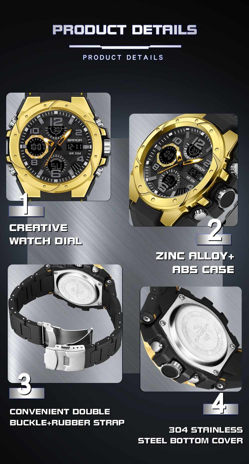 Mens Sports Watch Digital Watches Waterproof Digital Military Watches with Alarm Fashion Large Dial Watches