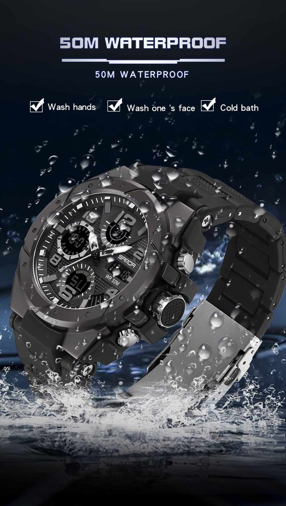 Mens Sports Watch Digital Watches Waterproof Digital Military Watches with Alarm Fashion Large Dial Watches