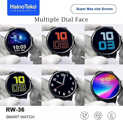 Haino Teko Germany RW36 Super Max Size Round Shape Full Screen AMOLED Display Smart Watch With 3 Pair Straps For Mens and Boys