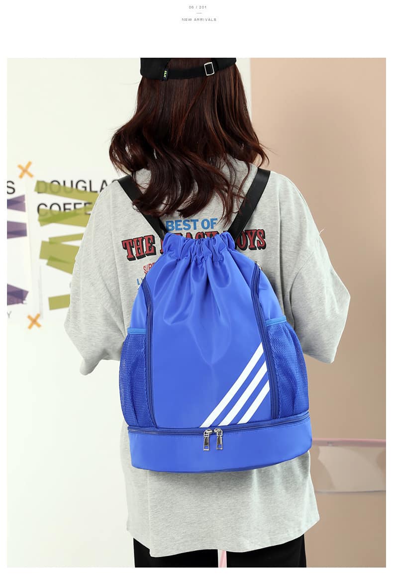 Gym Bag for Men and Women, Sport Ball Drawstring Bag with Shoe Compartment, Waterproof Backpack for Sports Girls and Boys