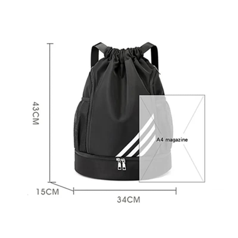 Gym Bag for Men and Women, Sport Ball Drawstring Bag with Shoe Compartment, Waterproof Backpack for Sports Girls and Boys