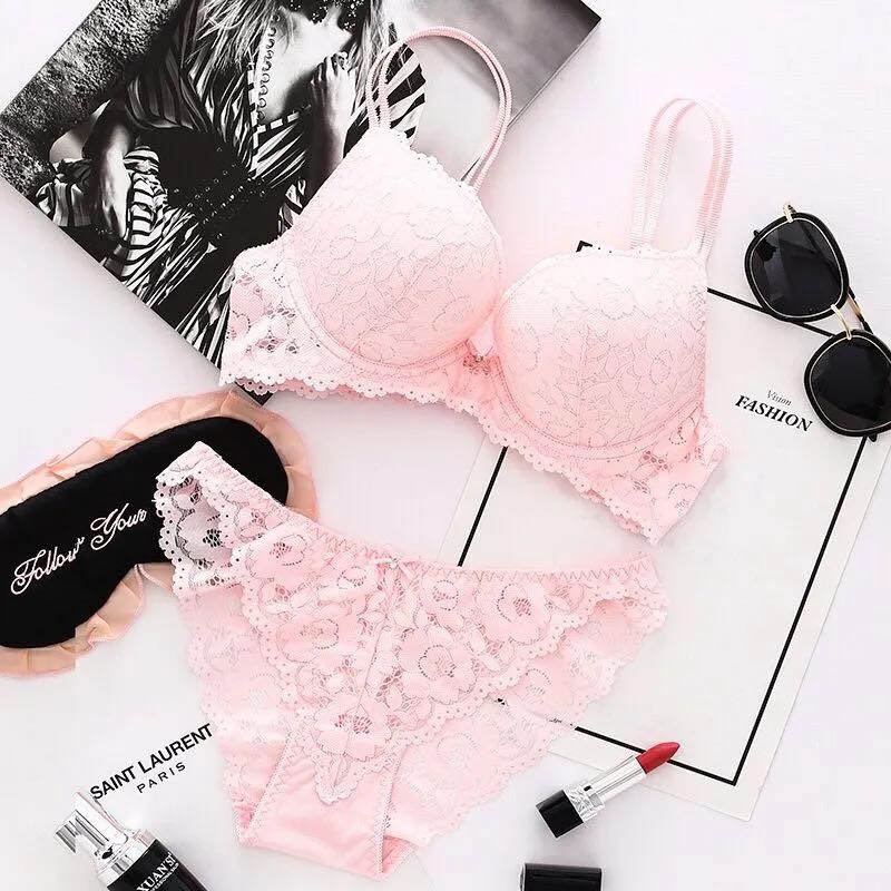 Push Up Bra and Brief  for 1Set Baby Pink