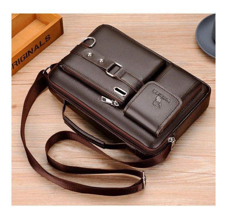 Men Briefcase PU Leather Business Messenger Shoulder Bag Retro Chic Handbag for Men Perfect for Travel Work and Office