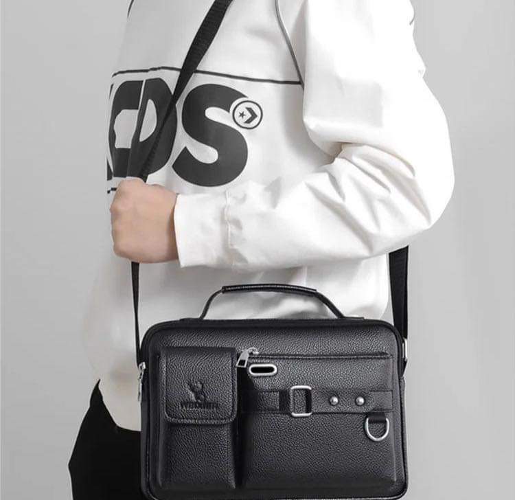 Men Briefcase PU Leather Business Messenger Shoulder Bag Retro Chic Handbag for Men Perfect for Travel Work and Office