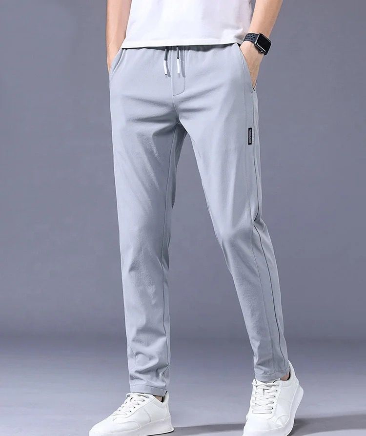 Mens Stretchable Easy Dry pants Breathable Straight-Leg Casual Pants Thin Quick-Drying Pant Light Grey 1pc