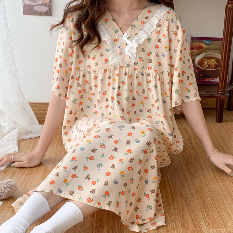 Nightgown Pajamas Nightgowns For Women Short Sleeves Sleepwear