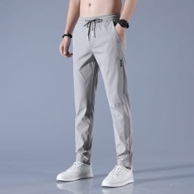 Mens Stretchable Easy Dry pants Breathable Straight-Leg Casual Pants Thin Quick-Drying Pant Light Grey 1pc