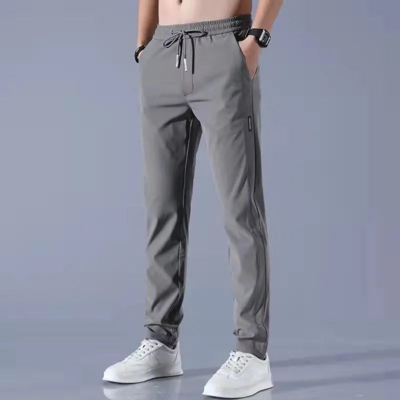 Mens Stretchable Easy Dry pants Breathable Straight-Leg Casual Pants Thin Quick-Drying Pant Grey 1pc