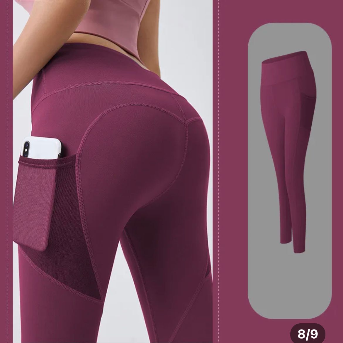 High Quality Pocket Yoga Fitness Women Tight Leggings High-elasticity Purple