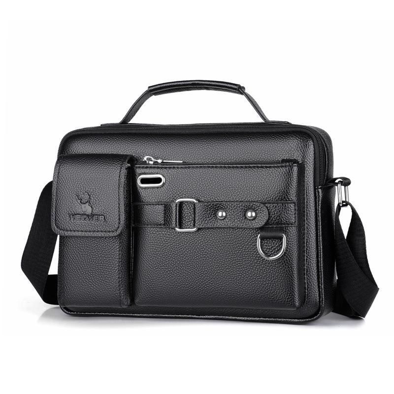 Men Briefcase PU Leather Business Messenger Shoulder Bag Retro Chic Handbag for Men Perfect for Travel Work and Office