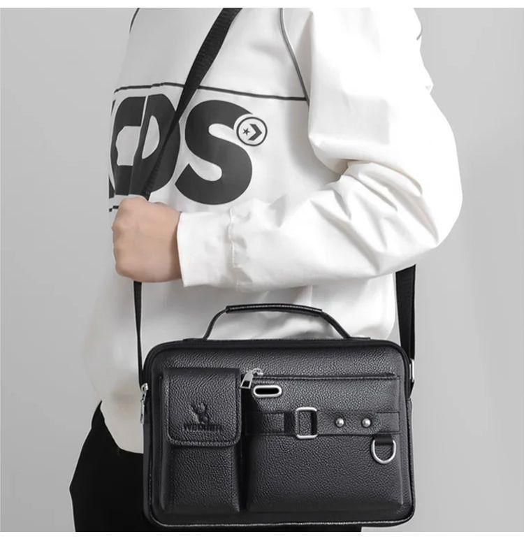 Men Briefcase PU Leather Business Messenger Shoulder Bag Retro Chic Handbag for Men Perfect for Travel Work and Office