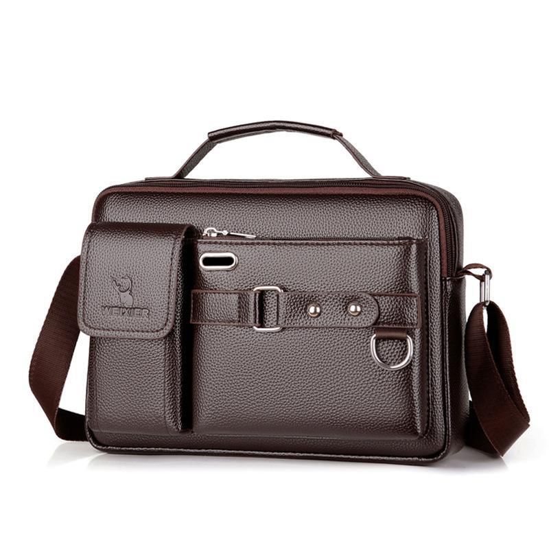 Men Briefcase PU Leather Business Messenger Shoulder Bag Retro Chic Handbag for Men Perfect for Travel Work and Office