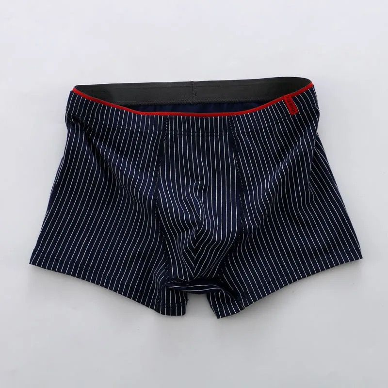 Mens Underwear Antibacterial Breathable Boxer Shorts Head Striped Sport Underwear 4pcs Set