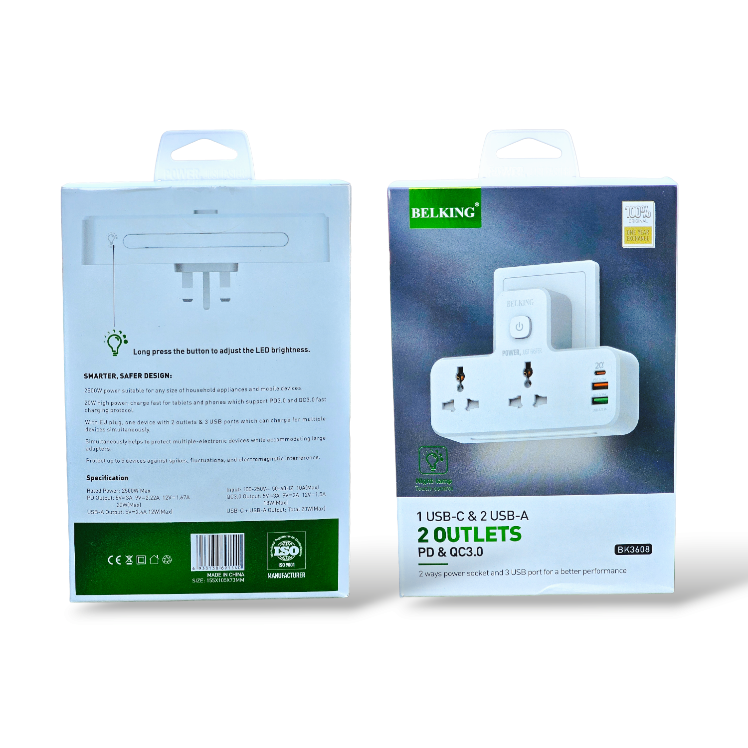 Night Light Socket Plug Extension Multifunctional Wireless Travel Plug Adapter EU Standard Converter 20W PD  Plug USB Socket