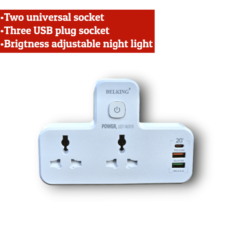 Night Light Socket Plug Extension Multifunctional Wireless Travel Plug Adapter EU Standard Converter 20W PD  Plug USB Socket