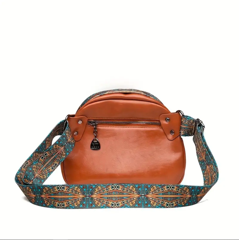 Vintage Crossbody Dome Bag, Retro Bohemian Shoulder Bag, Womens Fashion Handbag