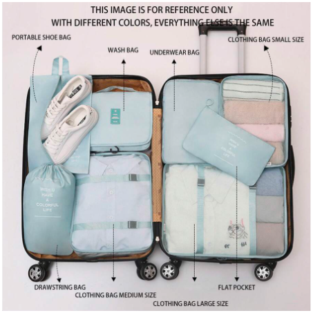 Storage Bags 9PCS Set Travel Organizer Suitcase Packing Set Storage Cases Portable Luggage Organizer Clothes Shoe Tidy Pouch Bag