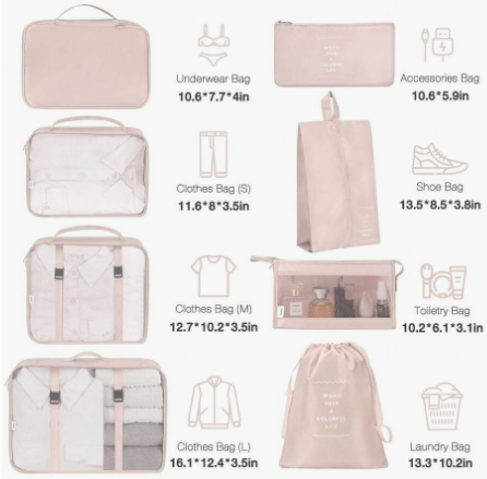 Storage Bags 9PCS Set Travel Organizer Suitcase Packing Set Storage Cases Portable Luggage Organizer Clothes Shoe Tidy Pouch Bag