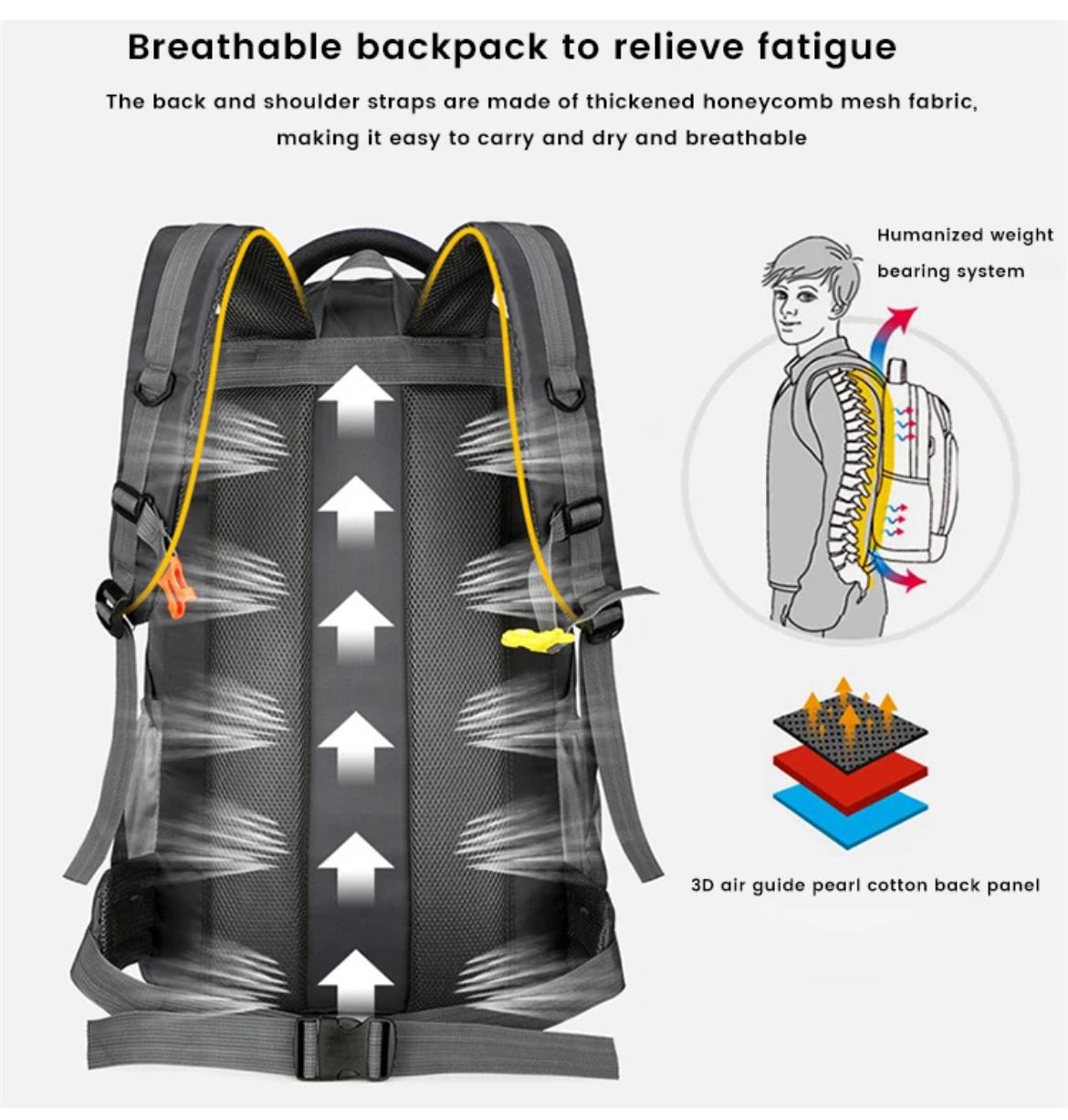 Mens Outdoor Backpacks Mountaineering Bags Waterproof Hiking Backpacks Large Capacity Travel Bags