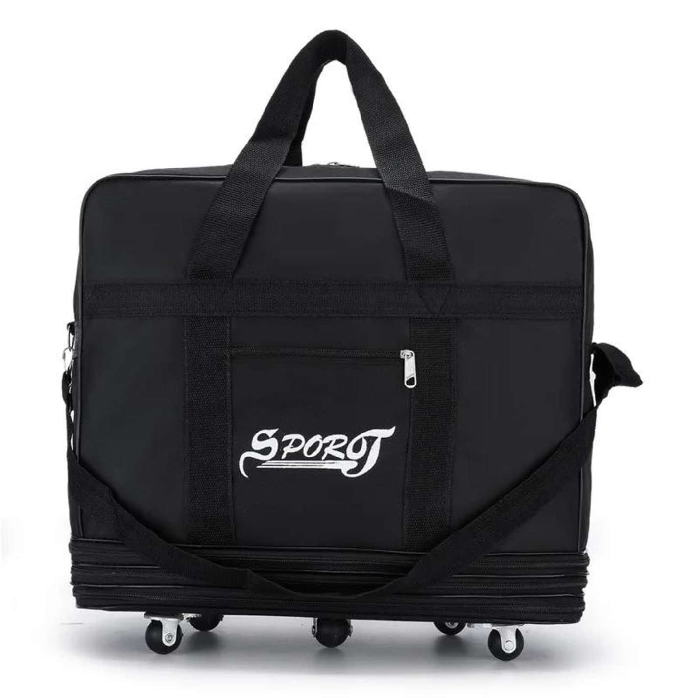 Large Capacity Foldable Travel Bag, Rolling Portable Travel Duffel Bag, Lightweight Waterproof Oxford Duffel Fabric Bag Black