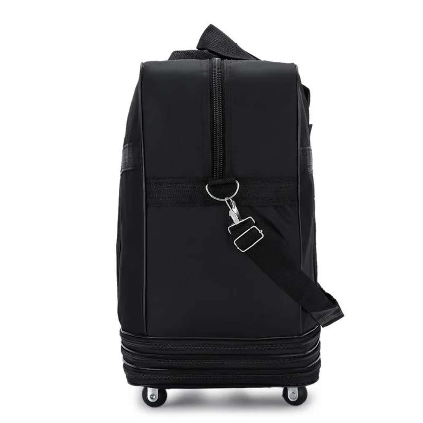 Large Capacity Foldable Travel Bag, Rolling Portable Travel Duffel Bag, Lightweight Waterproof Oxford Duffel Fabric Bag Black